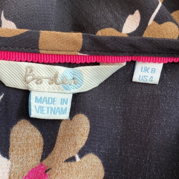 Boden Mara black floral keyhole long sleeve top size 4 - Picture 5 of 7